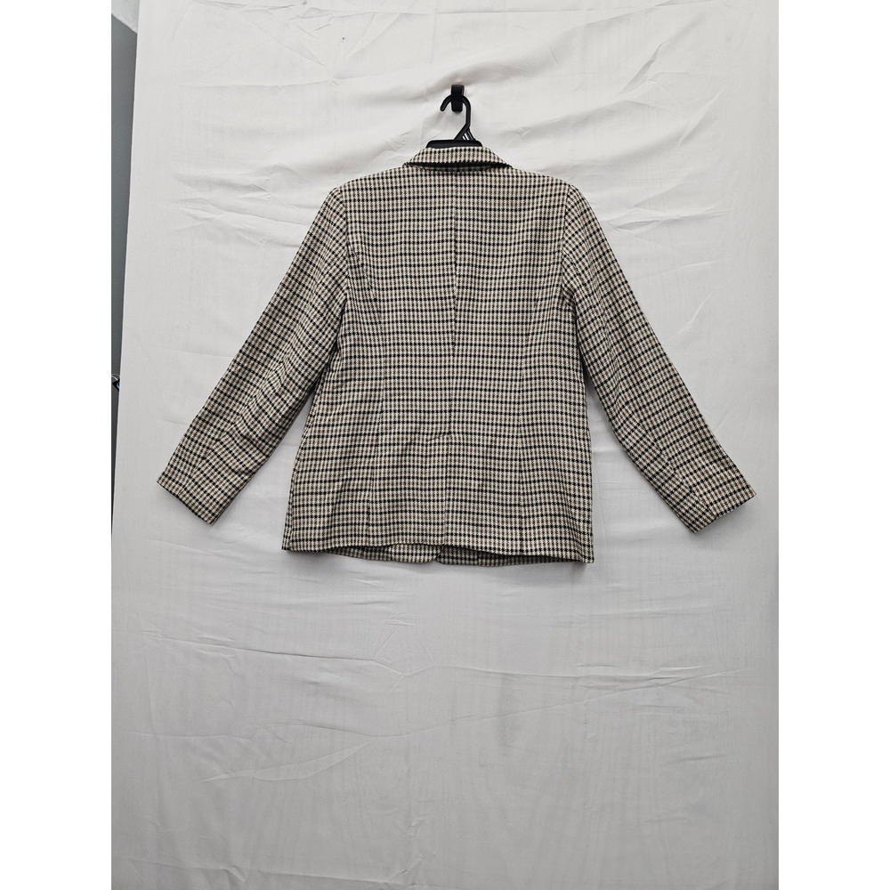 Hunter McGrady Womens Check Blazer Brown Rayon Blend Casual Size Medium - Picture 2 of 7